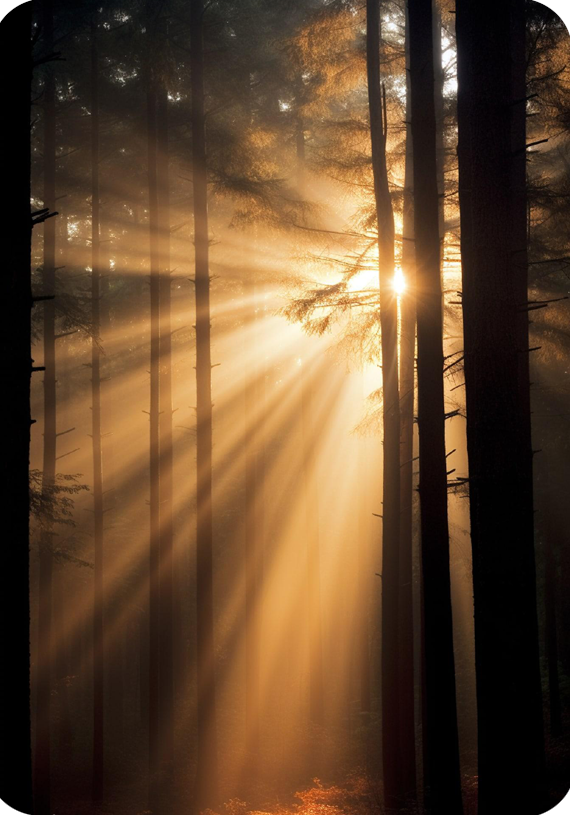 Light reflecting through the trees.